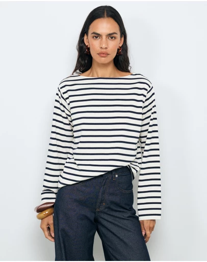 AERE - Boat Neck Stripe T-Shirt