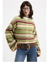 Subtitled - Regina Eyelash Knit Oversized Stripe Cardigan
