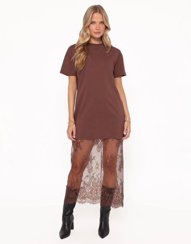 Petal & Pup - Kella Short Sleeve Lace Maxi Dress - Brown