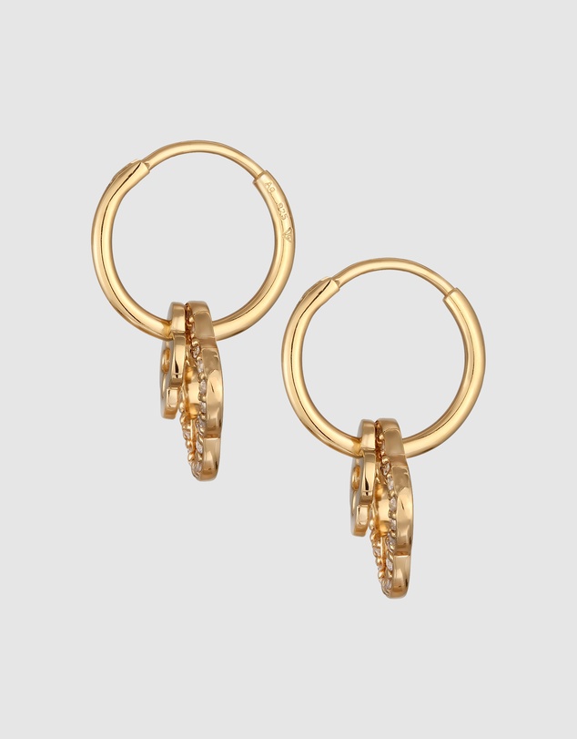 Elli Jewelry - Zirconia Cloverleaf Hoop Earrings in Gold-Plated 925 Silver