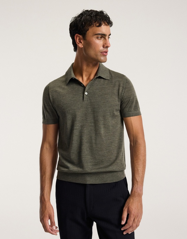 Calibre - Merino Wool Polo Khaki