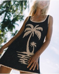 Poolside Paradiso - Palm Beach U Crochet Knit Dress - Black Sand