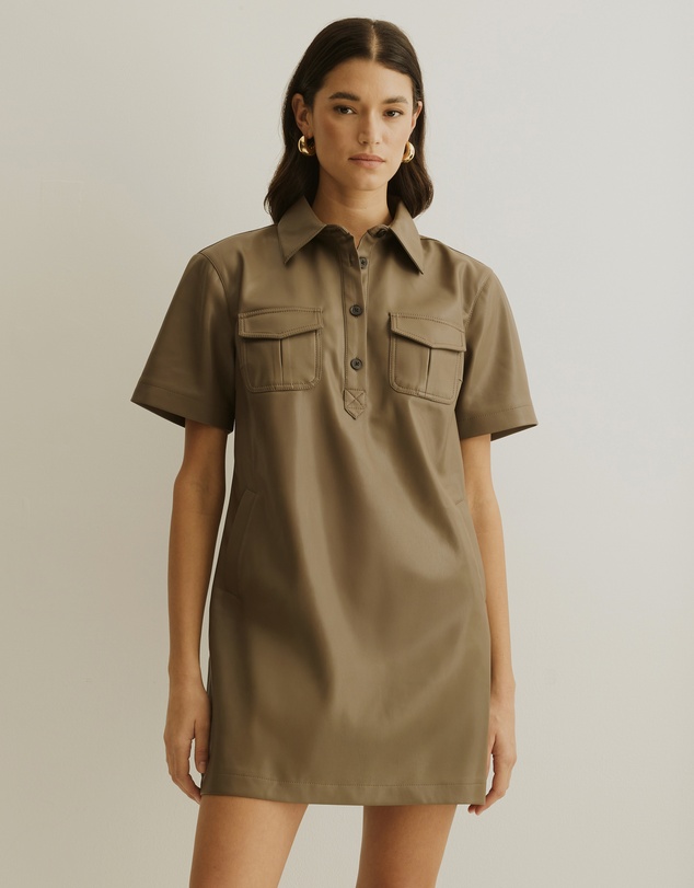 Atmos&Here - PU Mini Shirt Dress