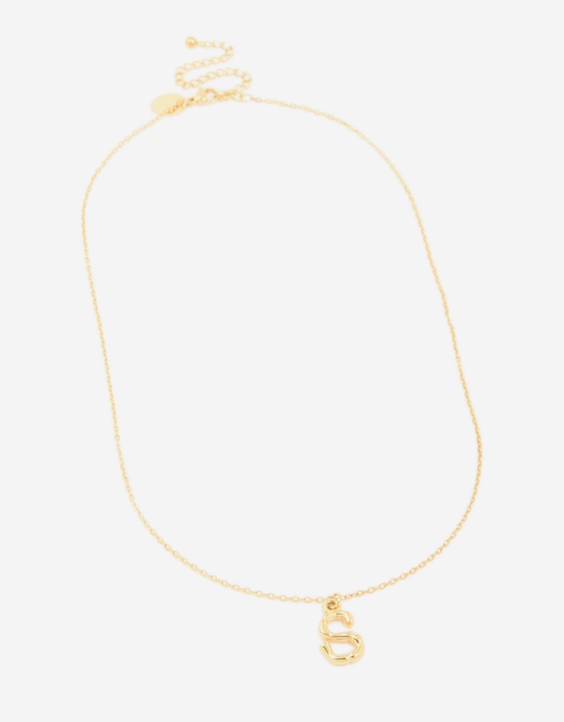 Lovisa - Waterproof Gold Plated Stainless Steel Bamboo Letter S Necklace