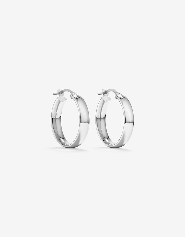 Michael Hill - 15mm Flat Round Hoop Earrings in 10kt White Gold