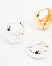 Lovisa - Gold Plated & Silver Plated Gradual Huggie Earrings 2-Pack