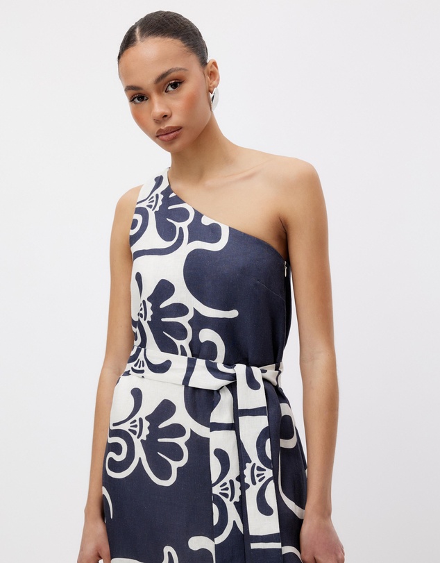 Minima Esenciales - Naja One Shoulder Linen Maxi Dressi Dress