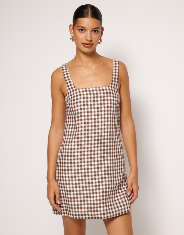AERE - Nolana Gingham Shift Mini Dress