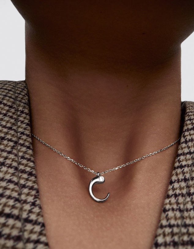 PDPAOLA - Initial 2026 C Silver Pendant Necklace