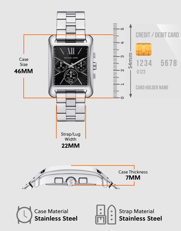 Michael Kors - Monroe Silver Tone Chronograph Watch