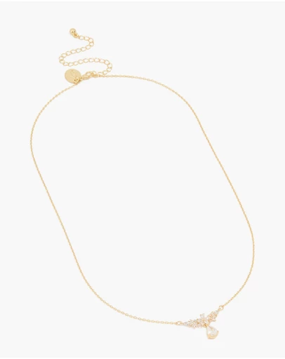 Lovisa - Gold Plated Cubic Zirconia Floral Teardrop Necklace