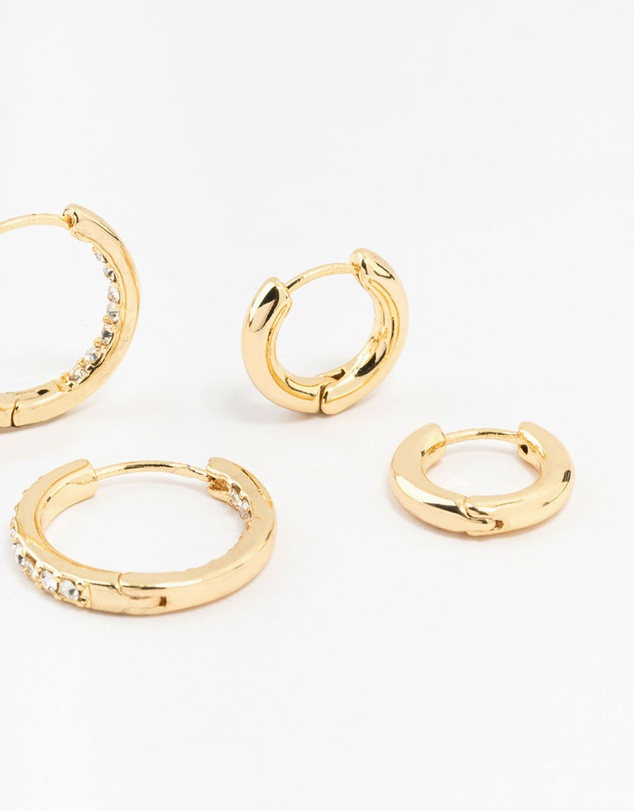Lovisa - Gold Plated Diamante Huggie Earrings