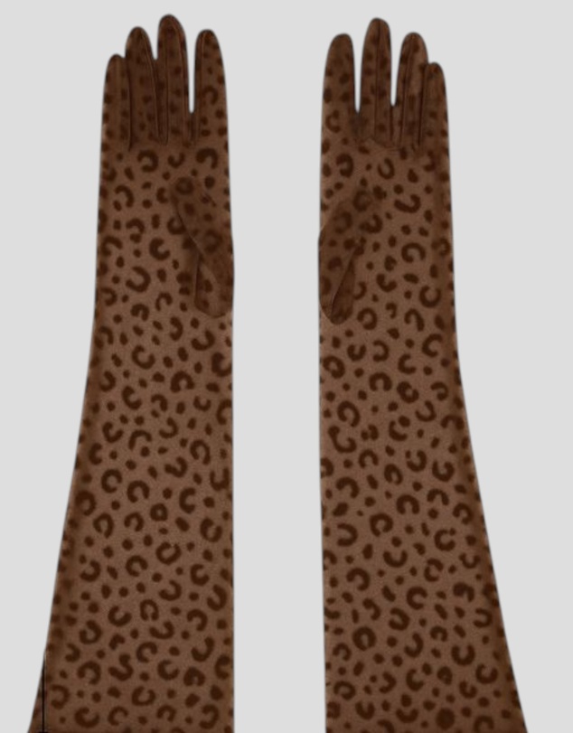High Heel Jungle - Queen Leopard Print Sheer Mesh Opera Length Glove