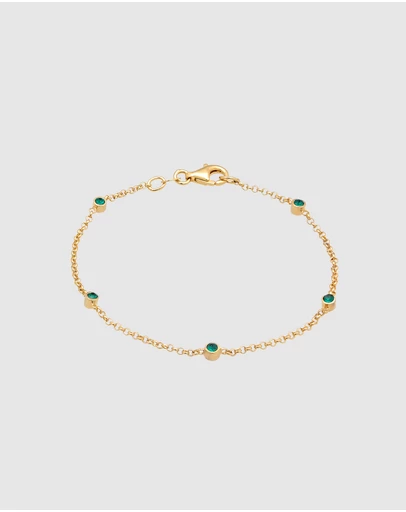 Elli Jewelry - Green Crystal Filigree Bracelet in Gold-Plated 925 Silver