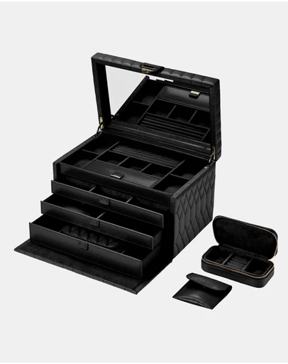 Wolf - WOLF Lauren Large jewellery Box Black