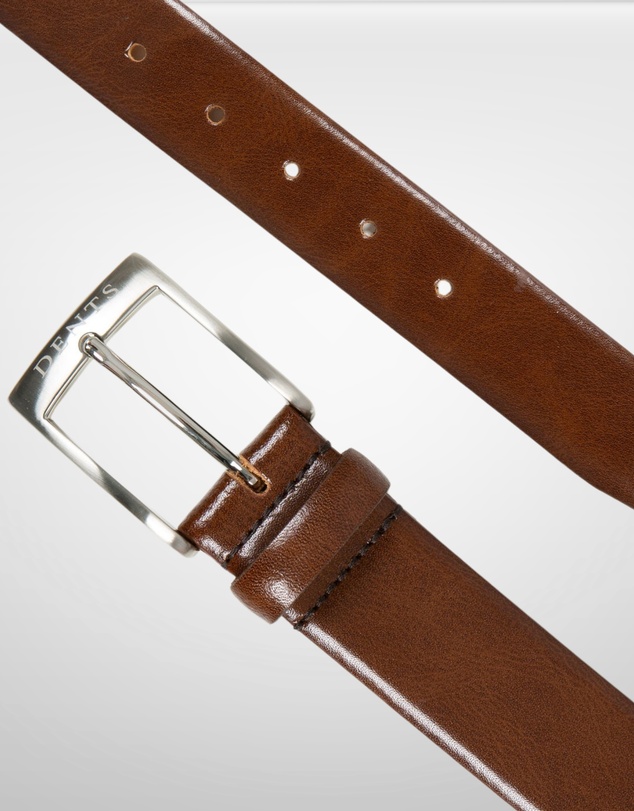 DENTS - Heritage Lined Gloss Full-Grain Leather Belt with Satin Nickel Buckle