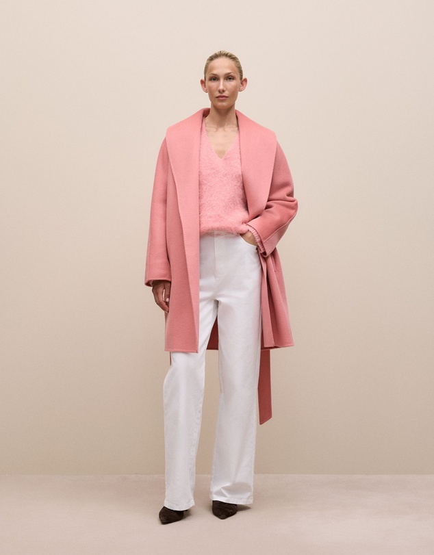 Trenery - Brushed Alpaca Relaxed V Knit in Dusty Rose