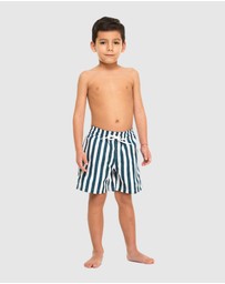 Tolu Australia - Boys Swim Shorts With Navy Blue Stripes