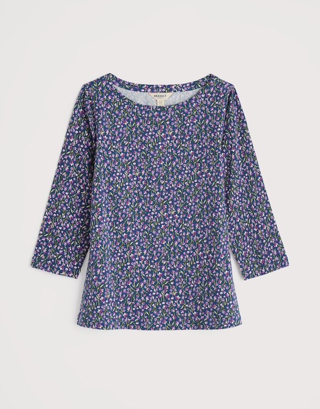 Seasalt - Seasalt Cornwall Purple Easel 3/4 Sleeve Top Jersey