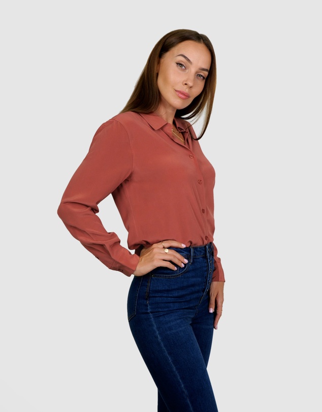 The Fable - Terra Cotta Silk Shirt