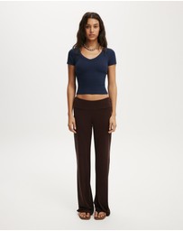 Cotton On - Goldie Rib V Neck Short Sleeve
