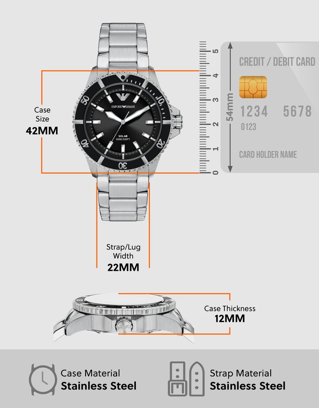 Emporio Armani - Silver Tone Analogue Watch
