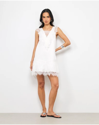 AERE - Eliette Panelled Lace Mini Dress