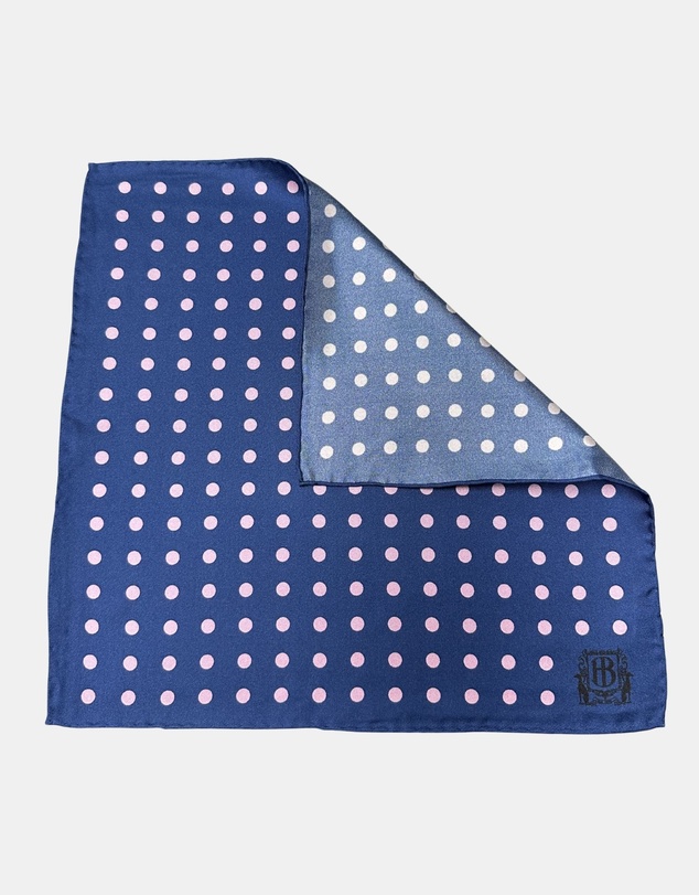 Henry Bucks - HENRY BUCKS Polka Dot Pocket Square NAVY/PINK