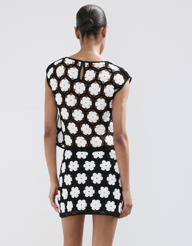 M.N.G - Crochet Floral Mini-Skirt