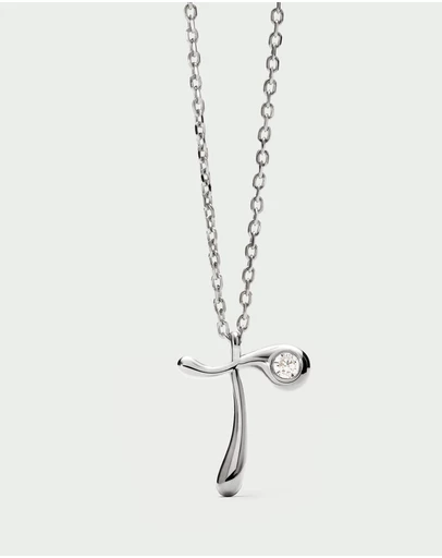 PDPAOLA - Initial 2026 T Silver Pendant Necklace