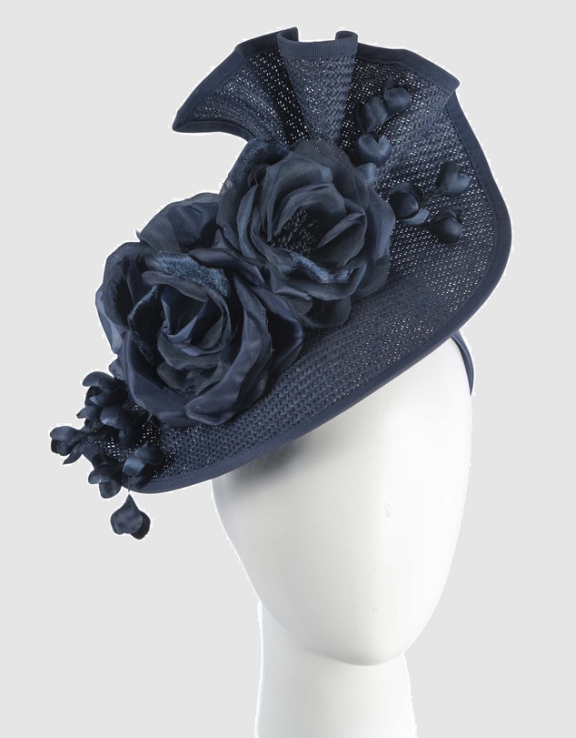 Fillies Collection - Bespoke Sculpted Navy Racing Fascinator