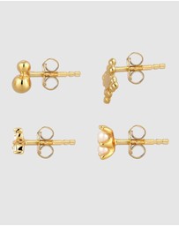 Elli Jewelry - Earrings Set Women Stud Snowflake Pearl 925 Sterling Silver Gold Plated