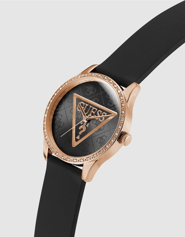 GUESS - Guess Roxy Ladies Black Rose Gold Tone Analogue Watch