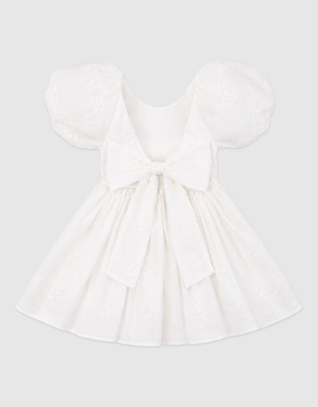 Bebe by Minihaha - Puff Sleeve 3D Floral Emb Dress 3-10Y