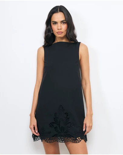 AERE - Elke Embroidered Mini Dress