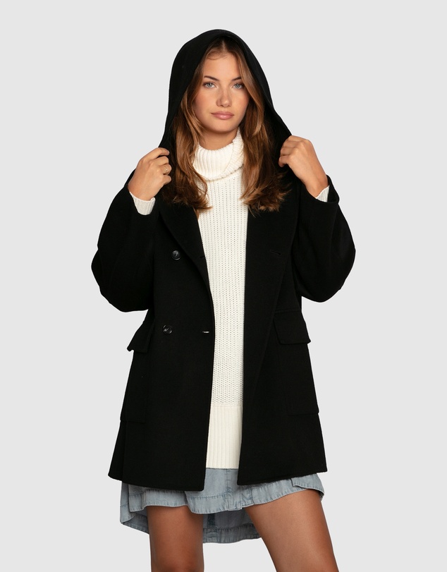 Belle & Bloom - Coastal Edit Hooded Wool Blend Coat