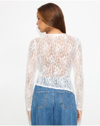 Dazie - Spotlight Lace Long Sleeve Top