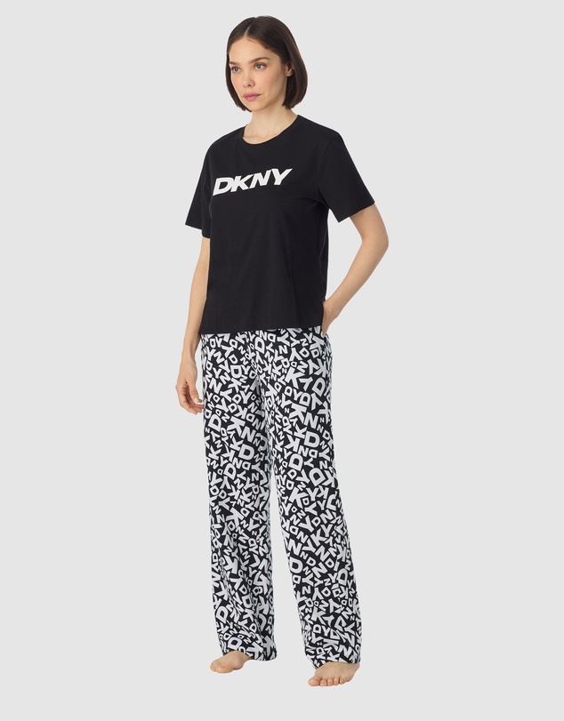 DKNY - Logo Print Cotton Jersey Short Sleeve T-Shirt & Pant Pyjama Set