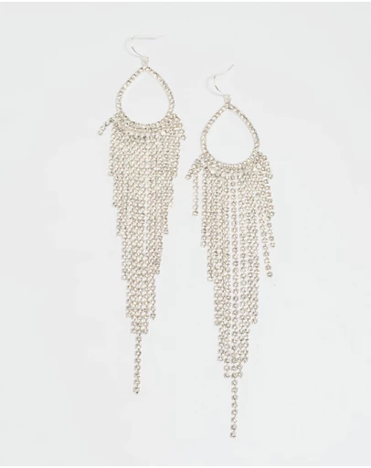 Lovisa - Silver Diamante Fringe Drop Earrings