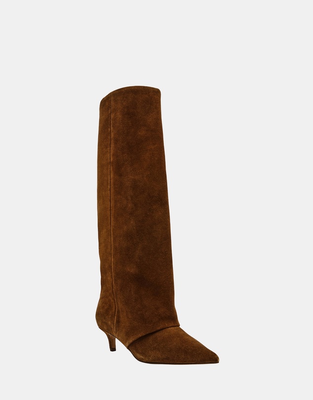 Steve Madden - Luca Chestnut Suede Heeled Boots