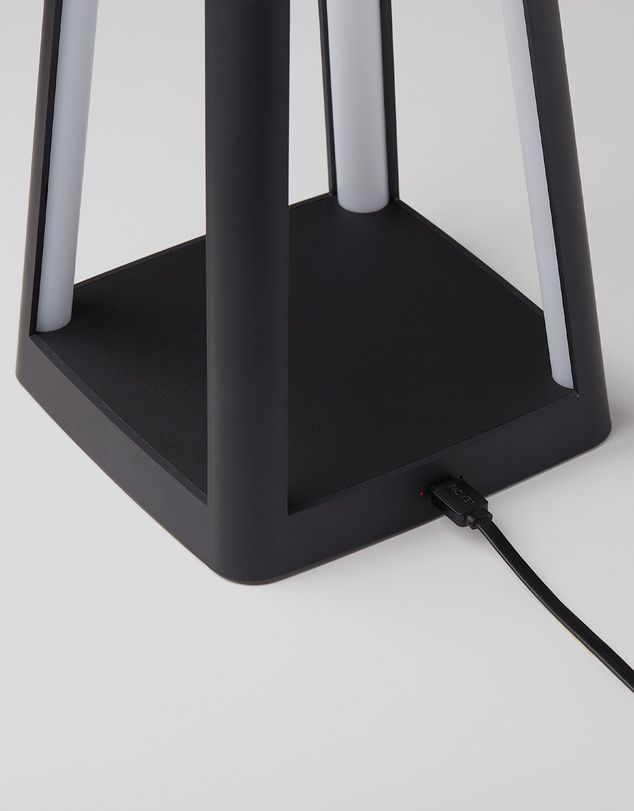 Lexon - Lexon Lantern Portable Lamp With Built-In Wireless Charger - Black