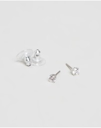 Swarovski - Stilla Attract stud earrings, Round cut, White, Rhodium plated