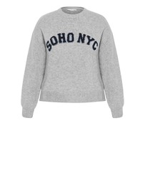 City Chic - Plus size Soho Crew Knit Jumper - grey marle