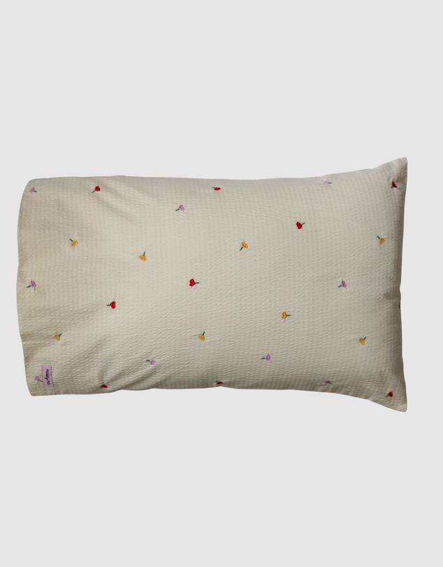 Mosey Me - Forget Me Not Embroidered Standard Pillowcase Set - Vanilla