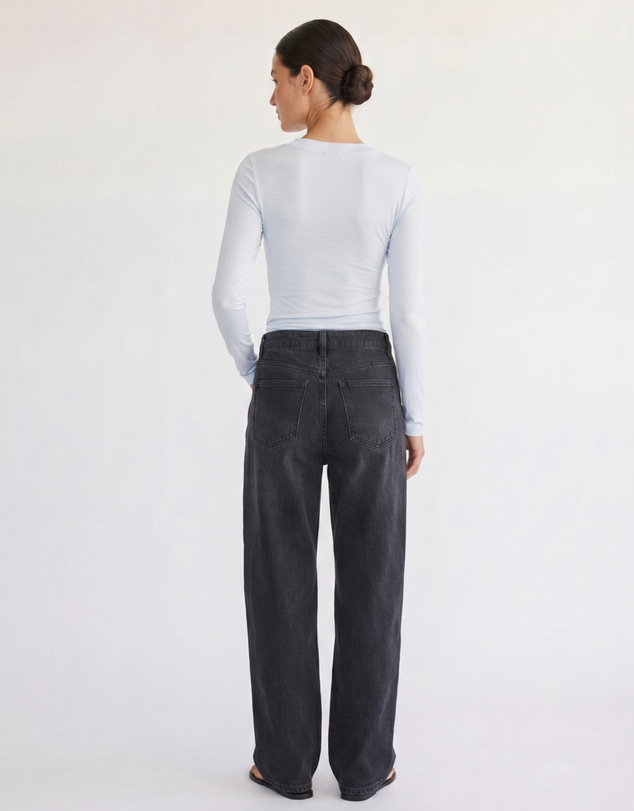 Style Addict - Margaux Deep V Henley Top - Baby Blue