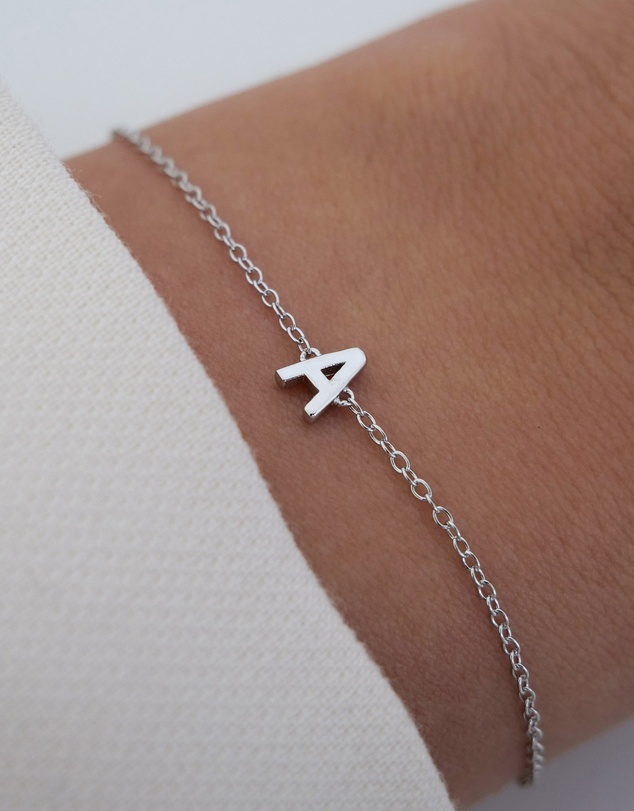 The Silver Collective - Petite A-Z Letter Bracelet Silver - A