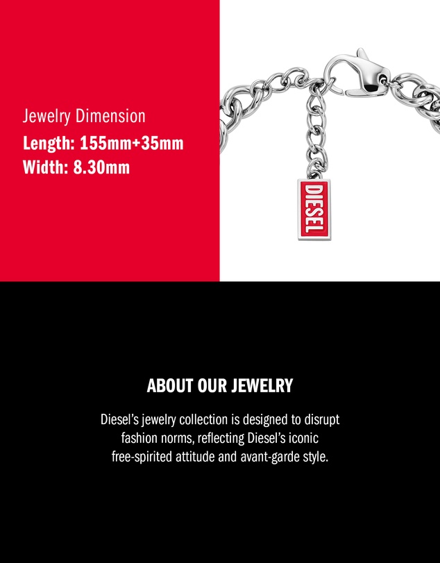 Diesel - D Logo Silver Bracelet