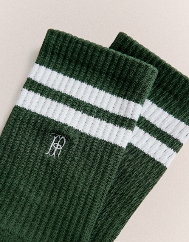 Trenery - Monogram Rib Sport Sock in Winter Moss
