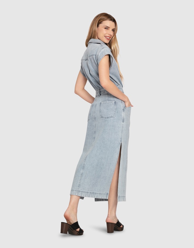 Belle & Bloom - Sundown Denim Midi Shirt Dress