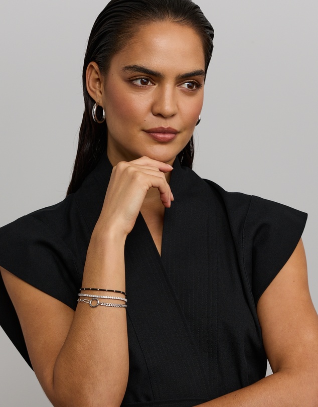Michael Hill - Black Cord Bead Bracelet in Sterling Silver